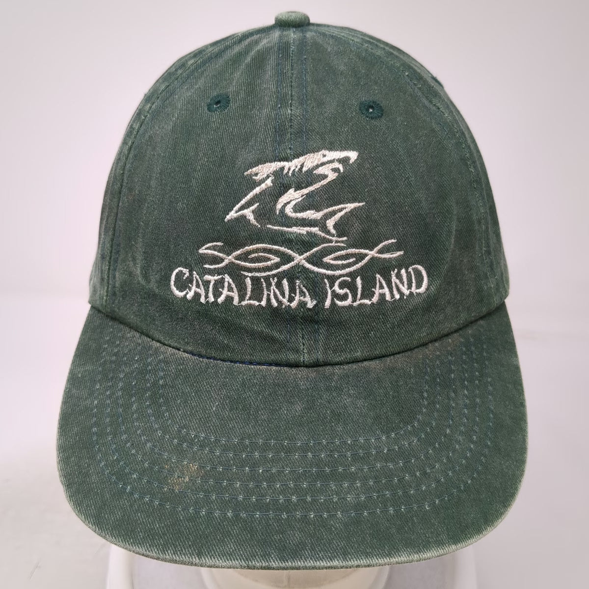 Green Baseball Cap OSFM Catalina Island Fish Embroidery Strapback Hat Fishing