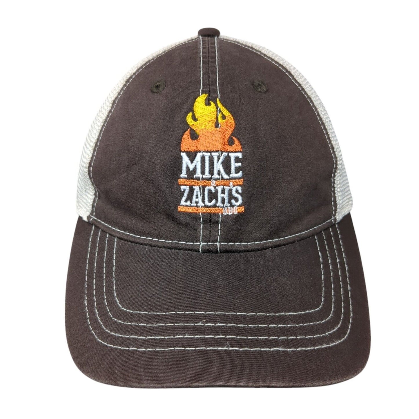Mike & Zach's BBQ Snapback Trucker Hat Brown One Size Mesh Back Outdoor