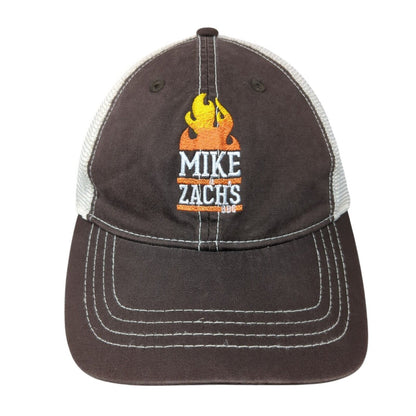 Mike & Zach's BBQ Snapback Trucker Hat Brown One Size Mesh Back Outdoor