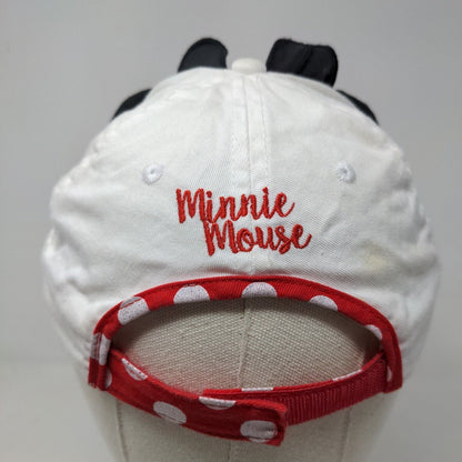 Disney Girl's Minnie Mouse Strapback Hat Red White OSFM Bow Ears Accent