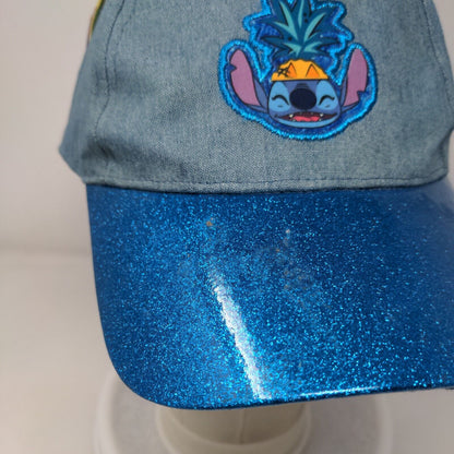 Disney Stitch Strapback Hat Blue OSFM Adjustable Sparkle Glitter W/Tags