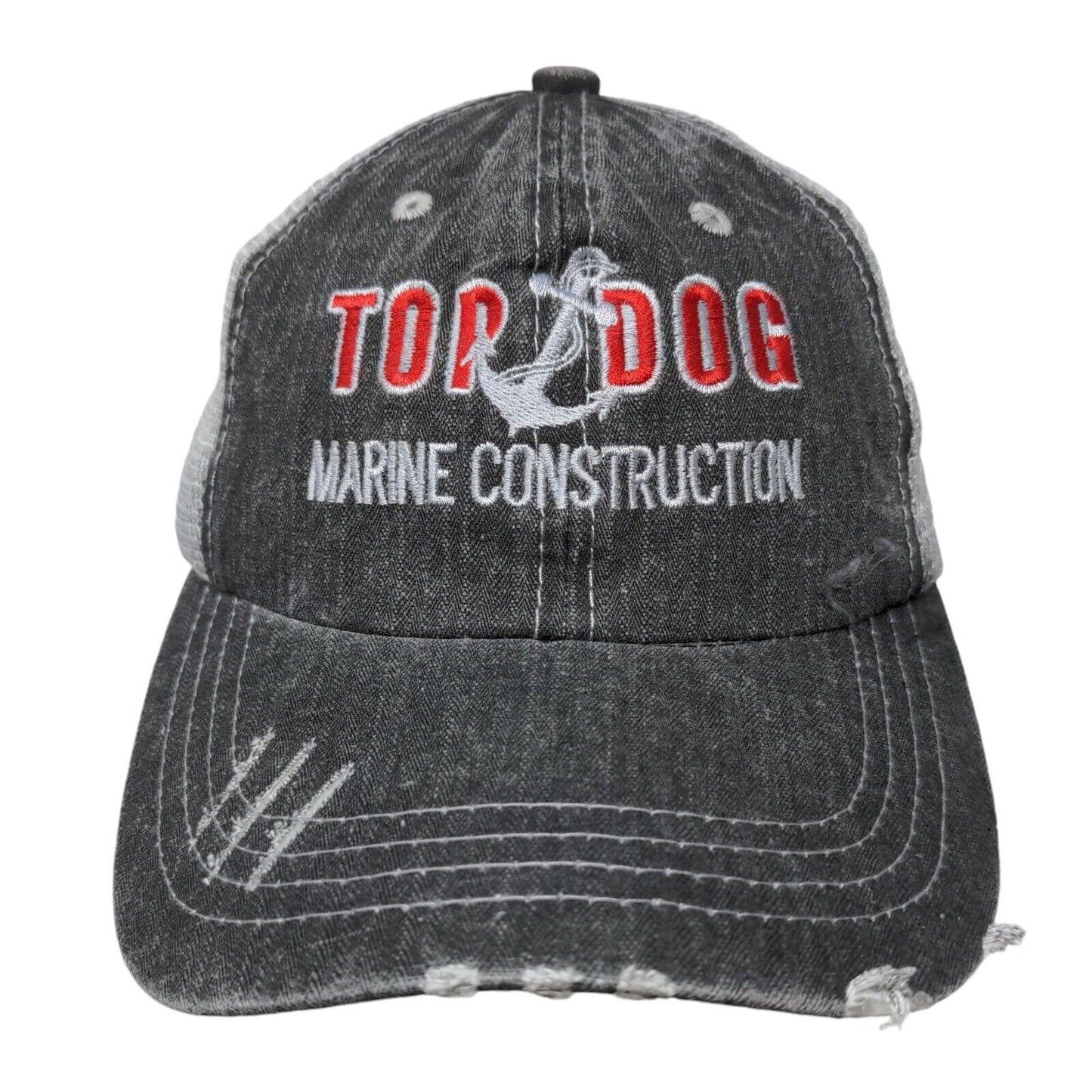 Top Dog Marine Construction Strapback Mesh Back Trucker Hat Gray OSFA