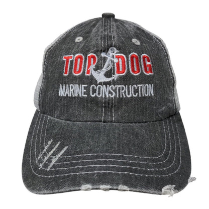 Top Dog Marine Construction Strapback Mesh Back Trucker Hat Gray OSFA