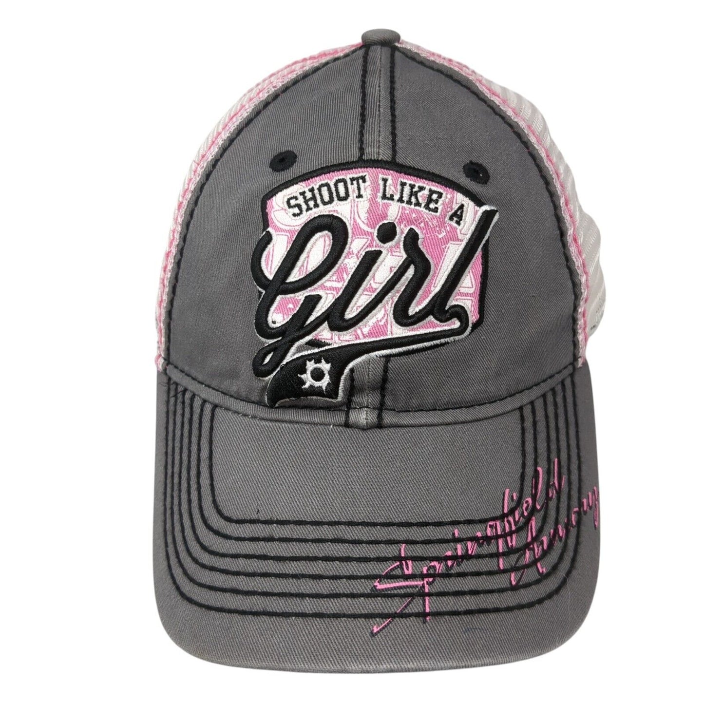 Shoot Like A Girl Strapback Trucker Hat Gray One Size Mesh Back 6 Panel