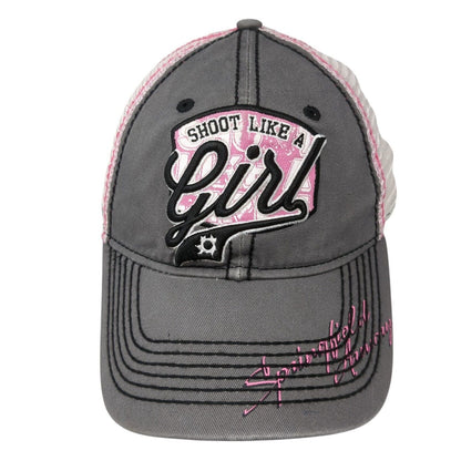 Shoot Like A Girl Strapback Trucker Hat Gray One Size Mesh Back 6 Panel