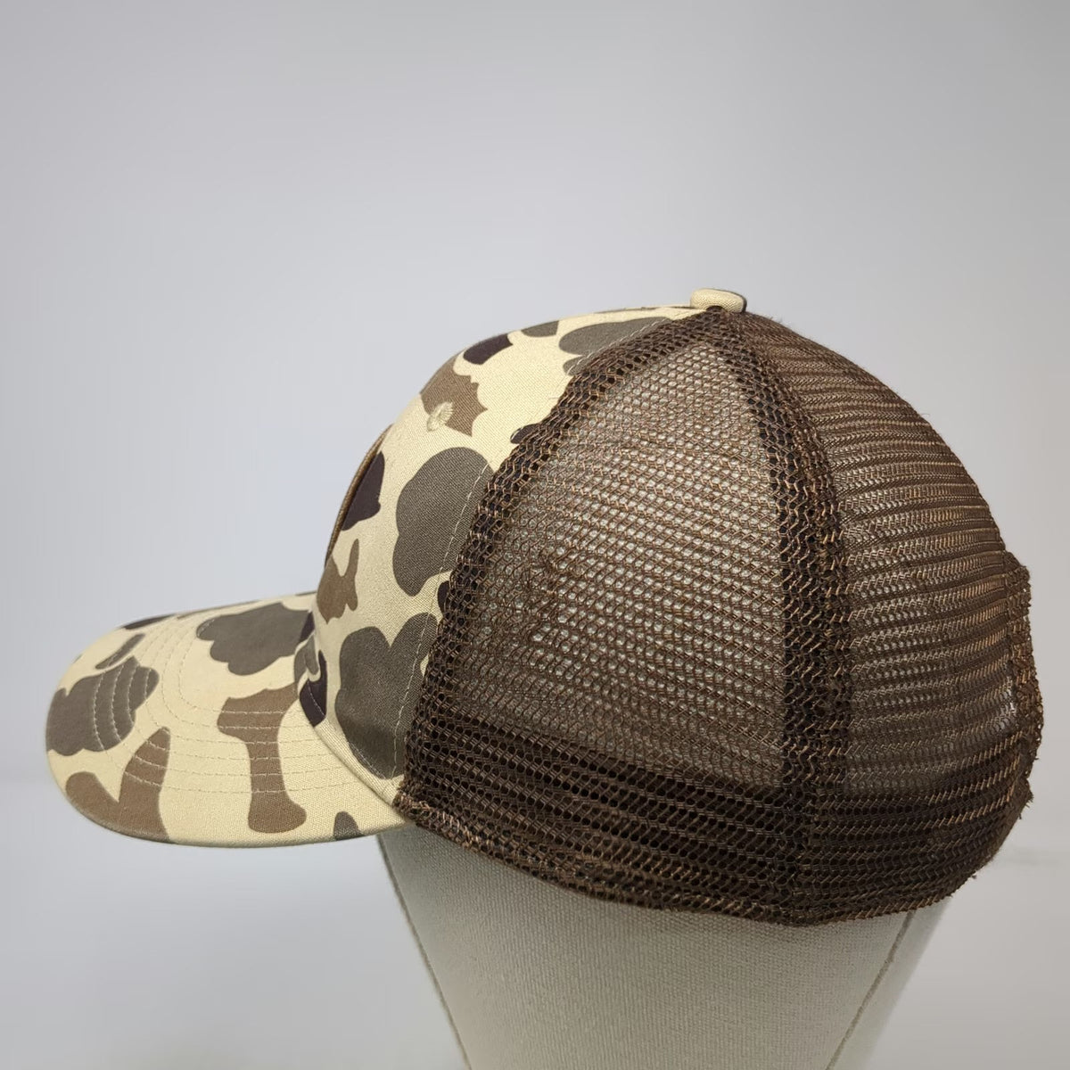 Vortex Trucker Hat Beige Brown Camo One Size Snapback Mesh Logo Patch Hunting