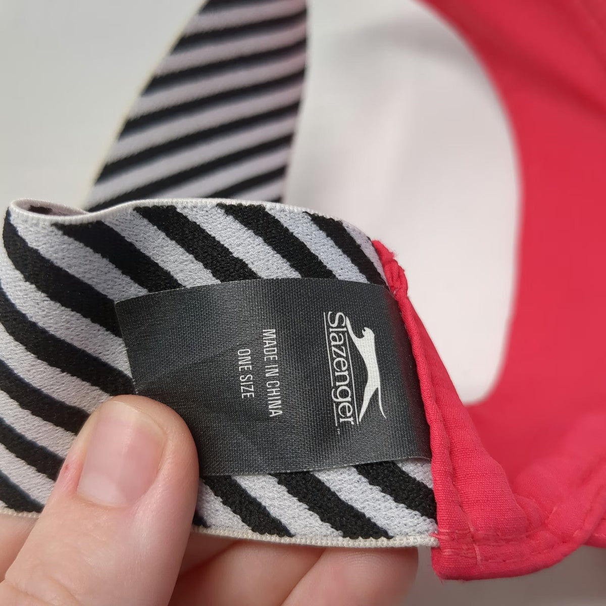 Slazenger Visor Pink One Size Black White Striped Elastic Back Panther Logo Hat