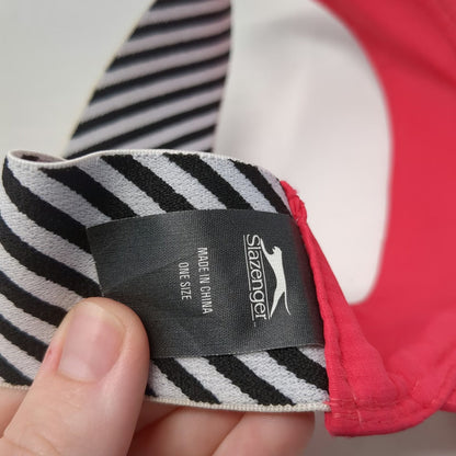 Slazenger Visor Pink One Size Black White Striped Elastic Back Panther Logo Hat
