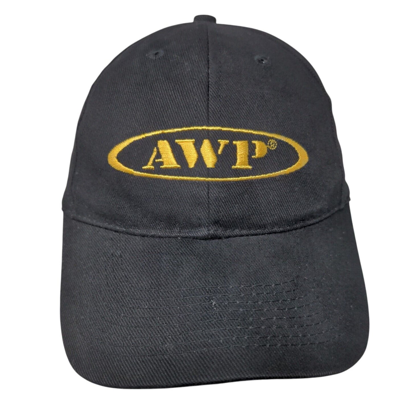 AWP Strapback Hat Black One Size Adjustable Embroidered Vented Holes 6 Panel