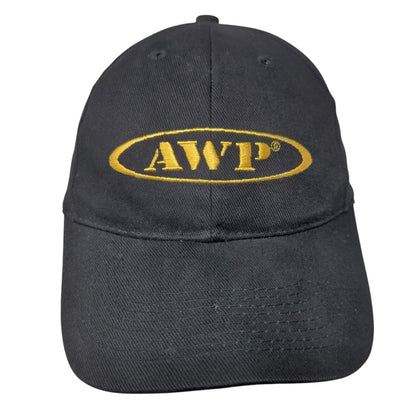 AWP Strapback Hat Black One Size Adjustable Embroidered Vented Holes 6 Panel
