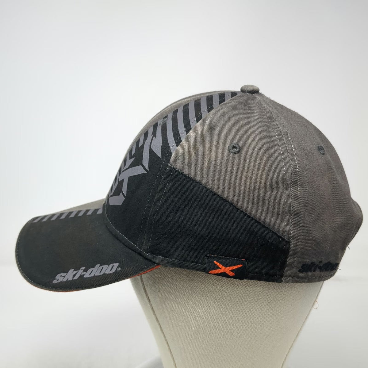 Ski-Doo Gray Black One Size Snapback Hat BRP Snowmobile Cotton Graphic Logo Cap