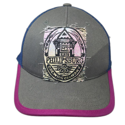 Recaps Philipsburg Brewing Company Trucker Hat Gray Blue Pink One Size Mesh