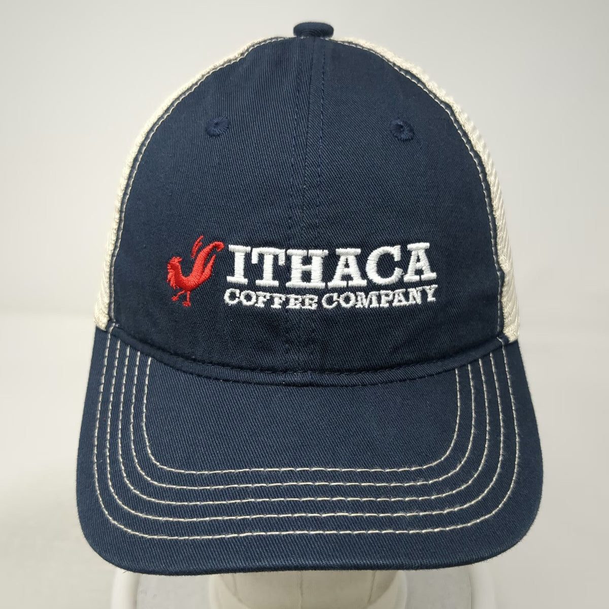 District Ithaca Coffee Company Rooster Blue One Size Trucker Hat Mesh Snapback