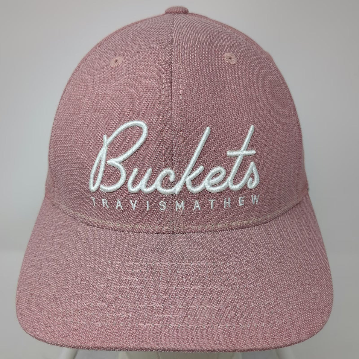 TravisMathew Snapback Hat Pink One Size Buckets Golf Pattern Undervisor Flexfit