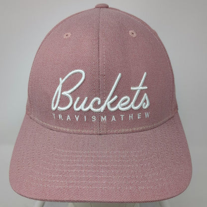 TravisMathew Snapback Hat Pink One Size Buckets Golf Pattern Undervisor Flexfit