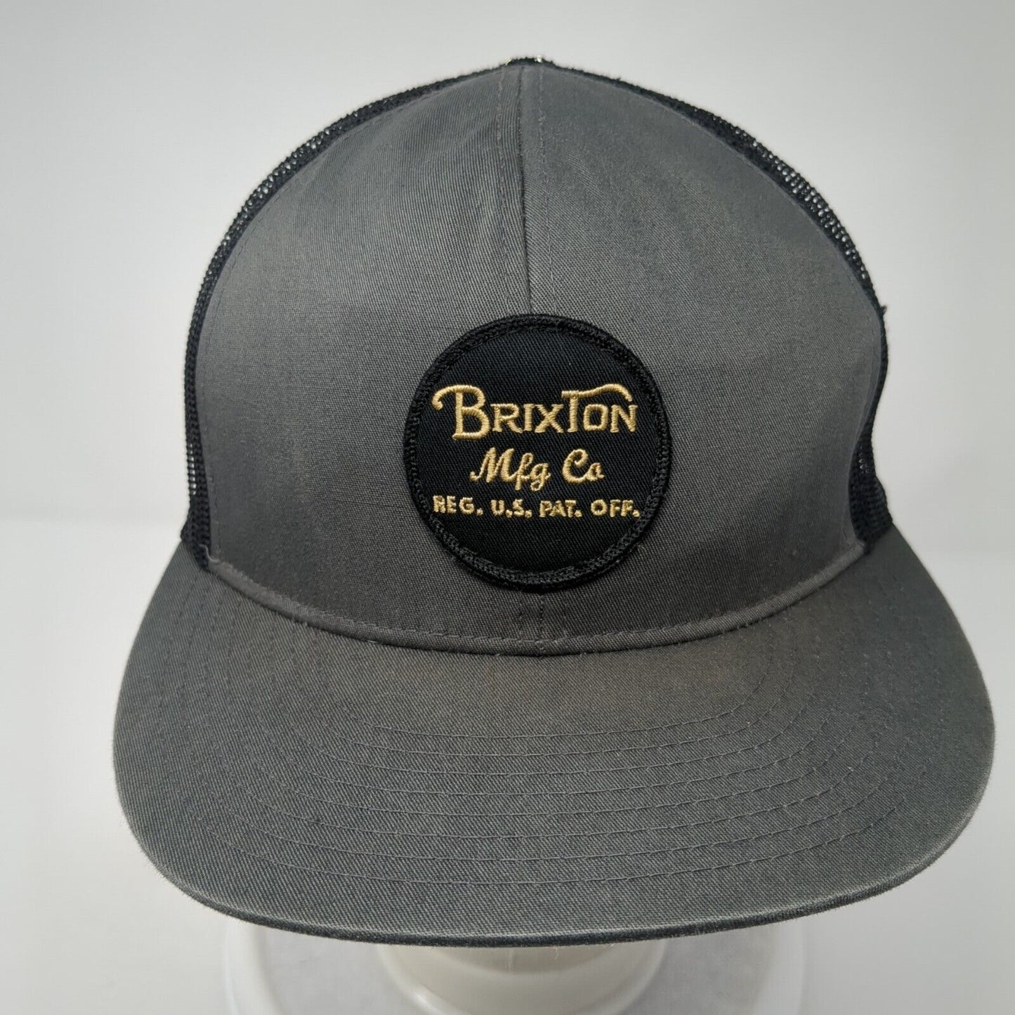 Brixton Mfg Co Patch Snapback Mesh Back Trucker Hat Gray One Size