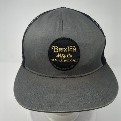 Brixton Mfg Co Patch Snapback Mesh Back Trucker Hat Gray One Size
