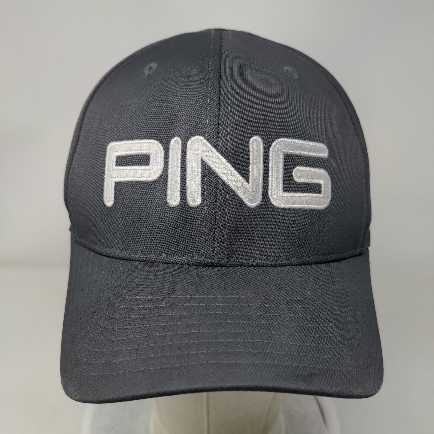 PING Fitted Hat Gray Small-Medium Embroidered Solid Flexfit 6 Panel