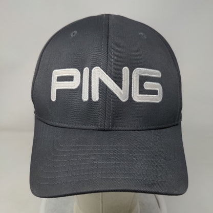 PING Fitted Hat Gray Small-Medium Embroidered Solid Flexfit 6 Panel