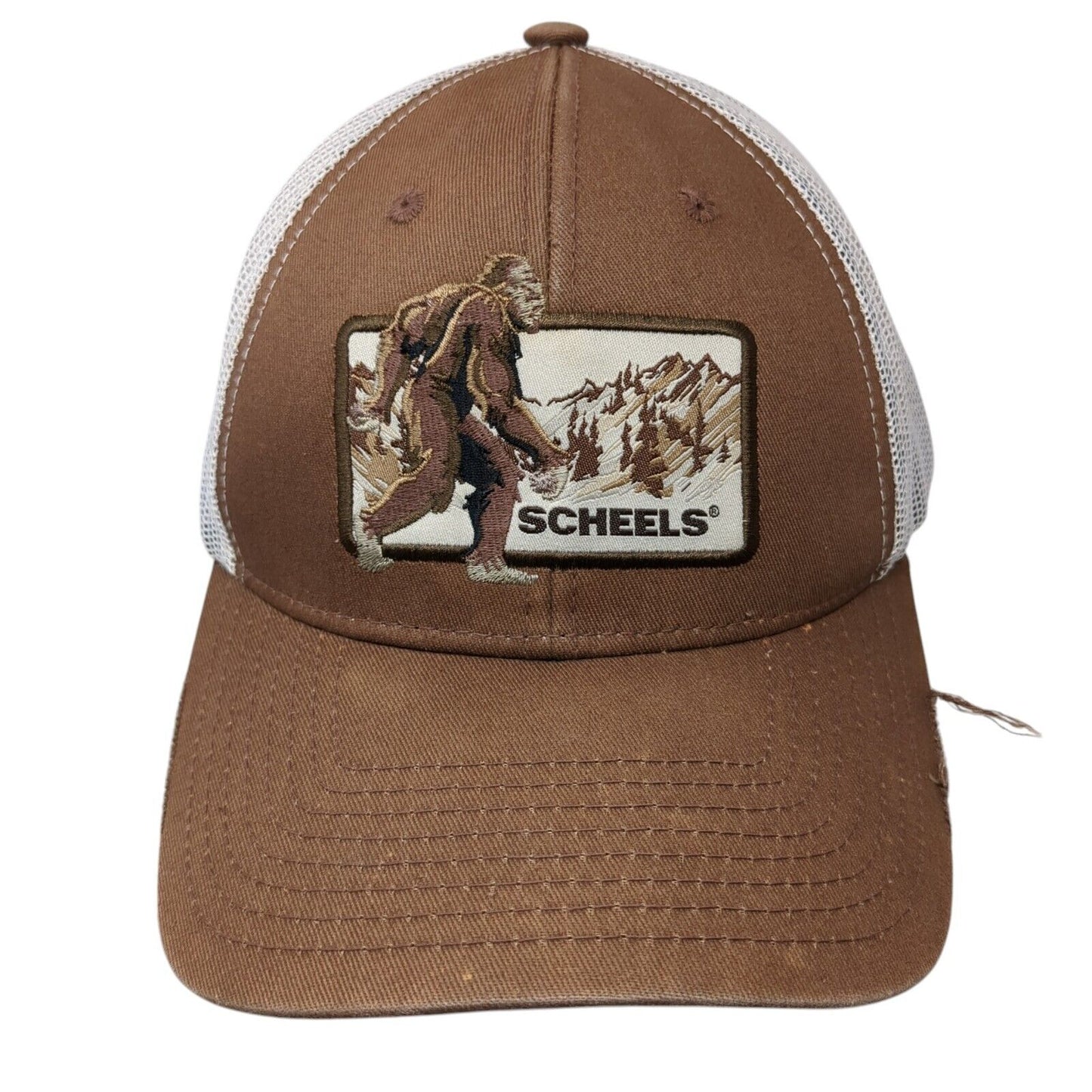 Scheels Bigfoot Sasquatch Snapback Trucker Hat Brown One Size Mesh Back