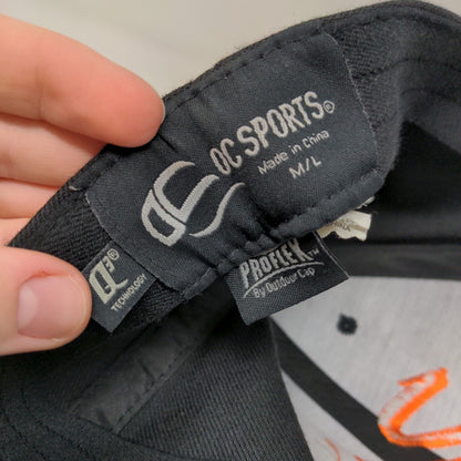 OC Sports Men's Fitted Hat Black Size M/L Embroidered Big W Logo