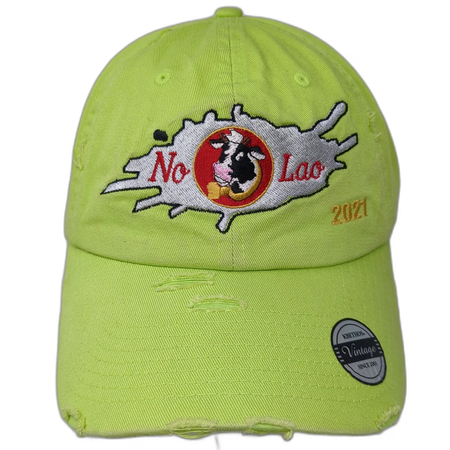 KBETHOS Baseball Cap Green One Size No Lao Cow 2021 Distressed Slideback Hat
