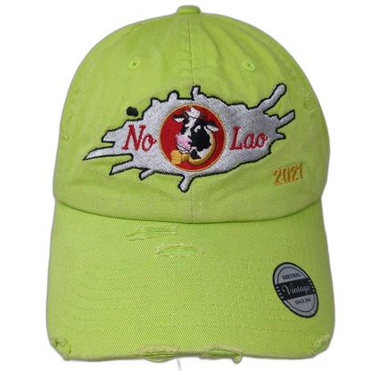 KBETHOS Baseball Cap Green One Size No Lao Cow 2021 Distressed Slideback Hat