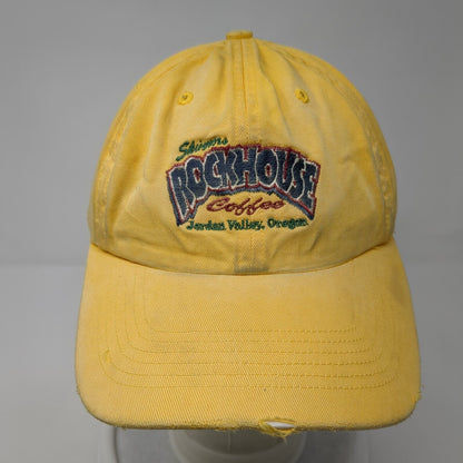 Skinners Rockhouse Coffee Strapback Hat Yellow One Size Distressed Richardson