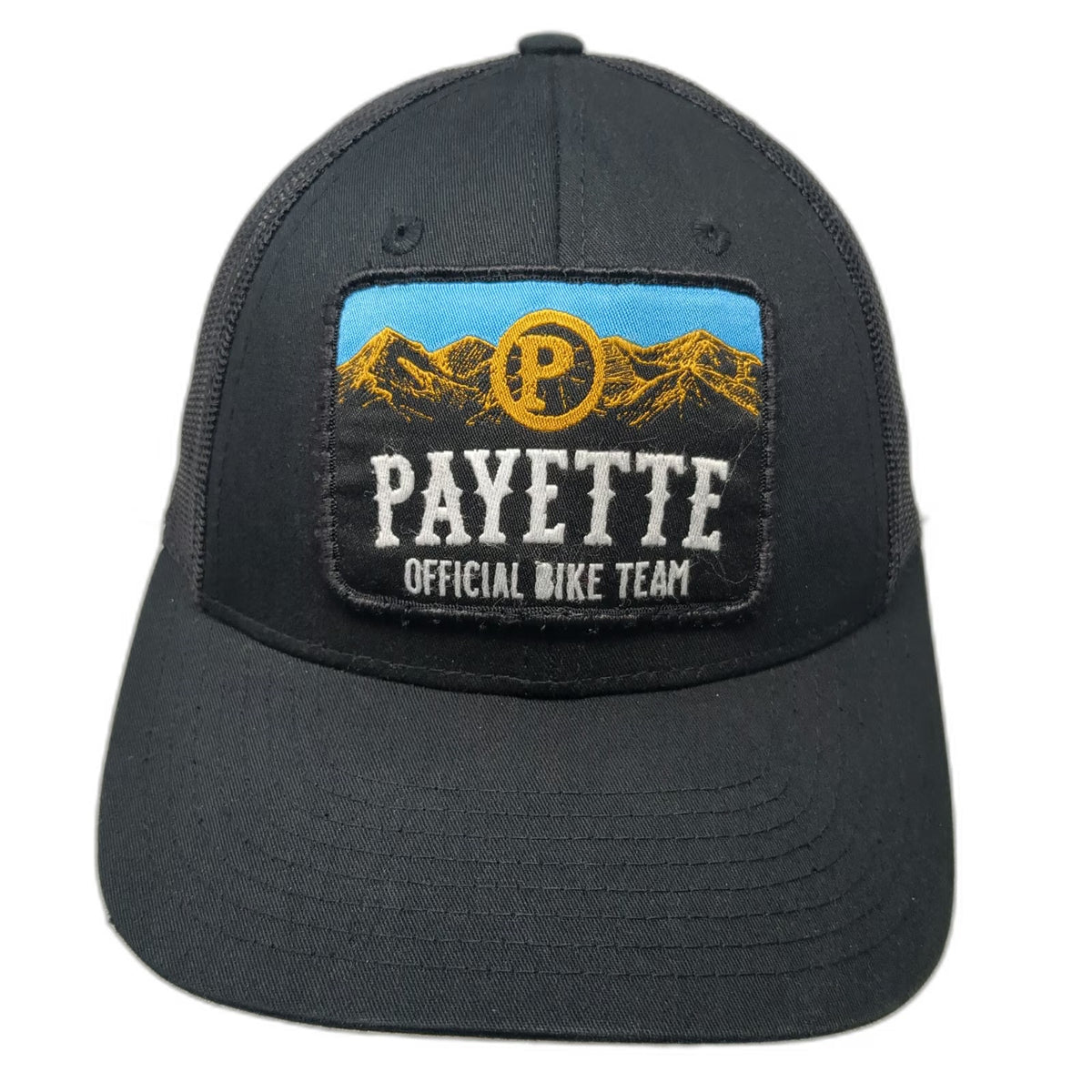 Richardson Trucker Hat Black S Payette Official Bike Team Mountain Logo Patch
