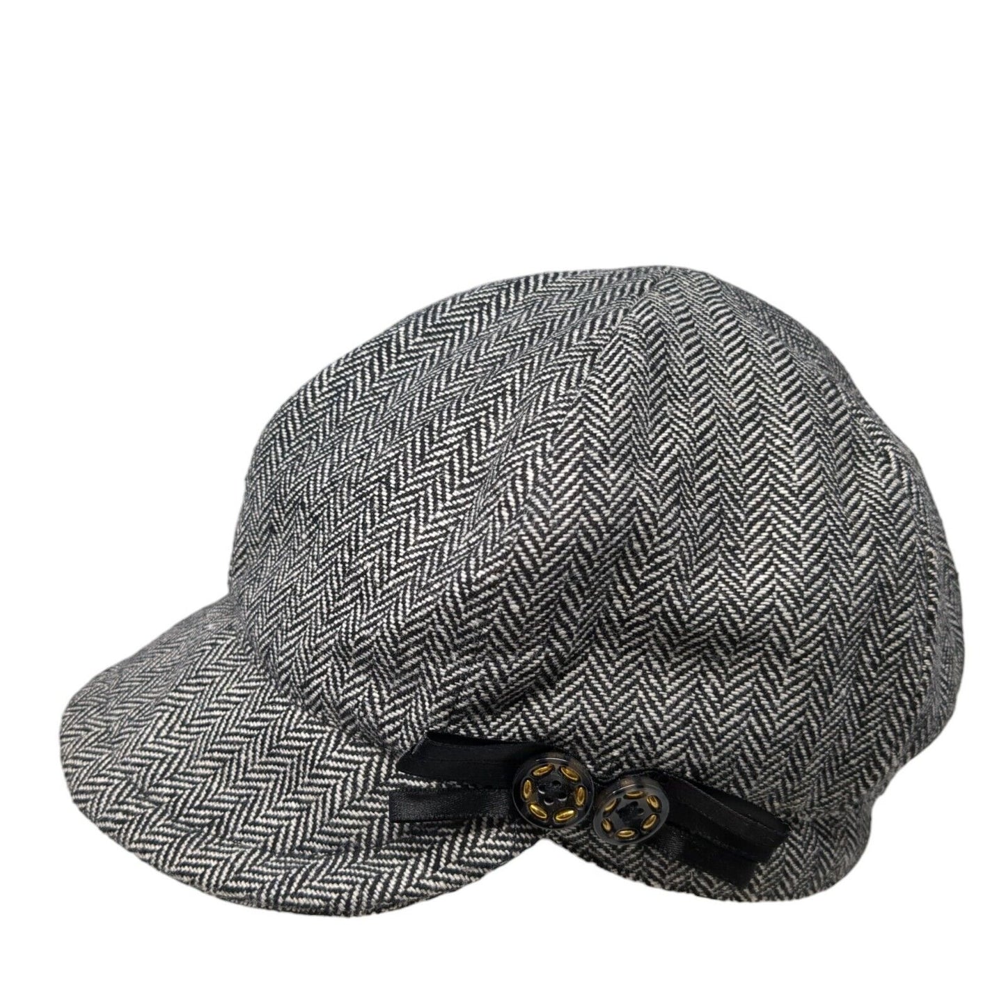 Unbranded Fitted Newsboy Cap Hat Multi One Size Herringbone Buttons