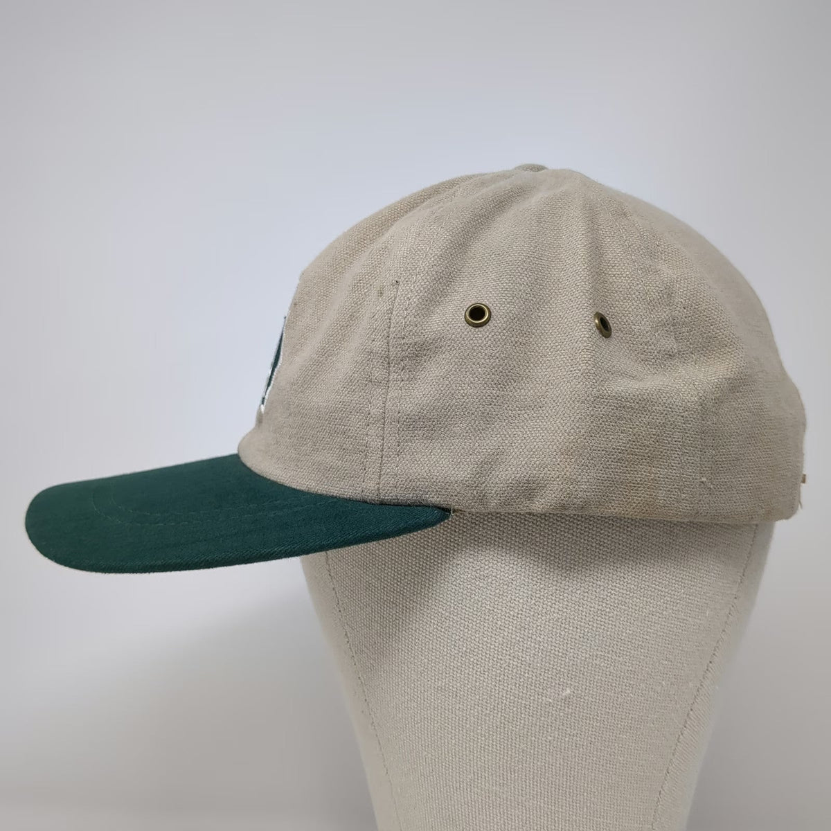 Ibis Headwear Snapback Hat Beige Green One Size Made in USA Two Tone LD Logo