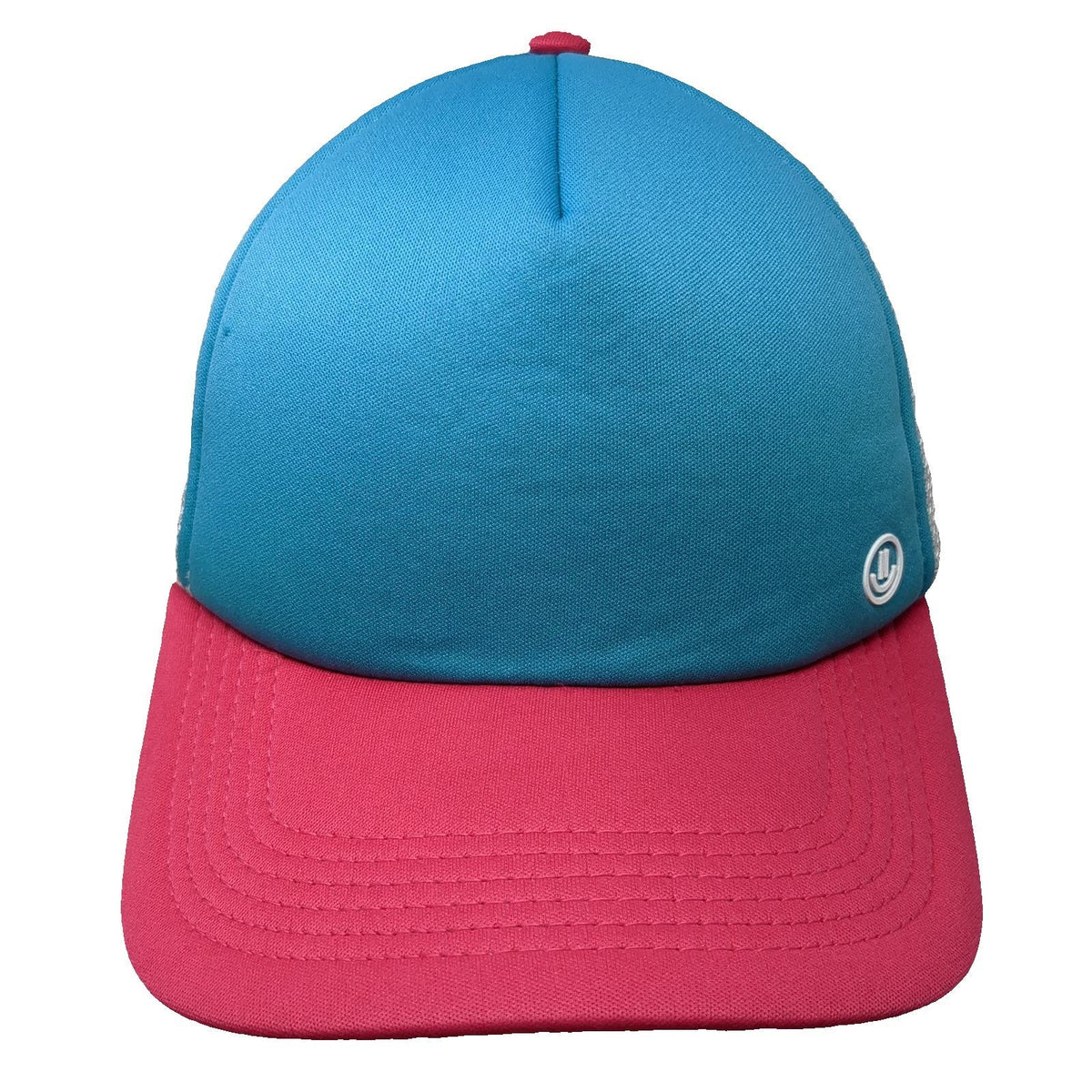 NEFF Trucker Hat Blue Pink One Size Mesh Snapback Polyester Hat Small Logo