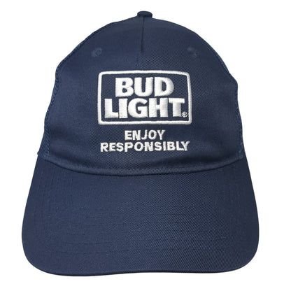 Bud Light Enjoy Responsibly Snapback Trucker Hat Blue One Size Mesh Back