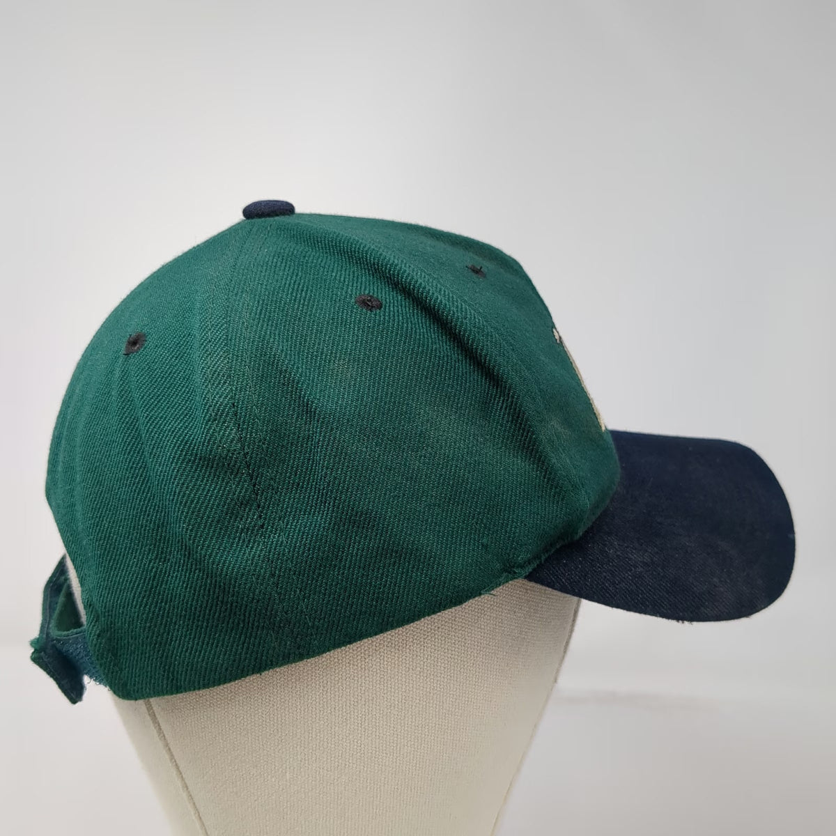 Baseball Cap Green Blue OS Bulldog Mascot Embroidered Hat Strapback Two Tone