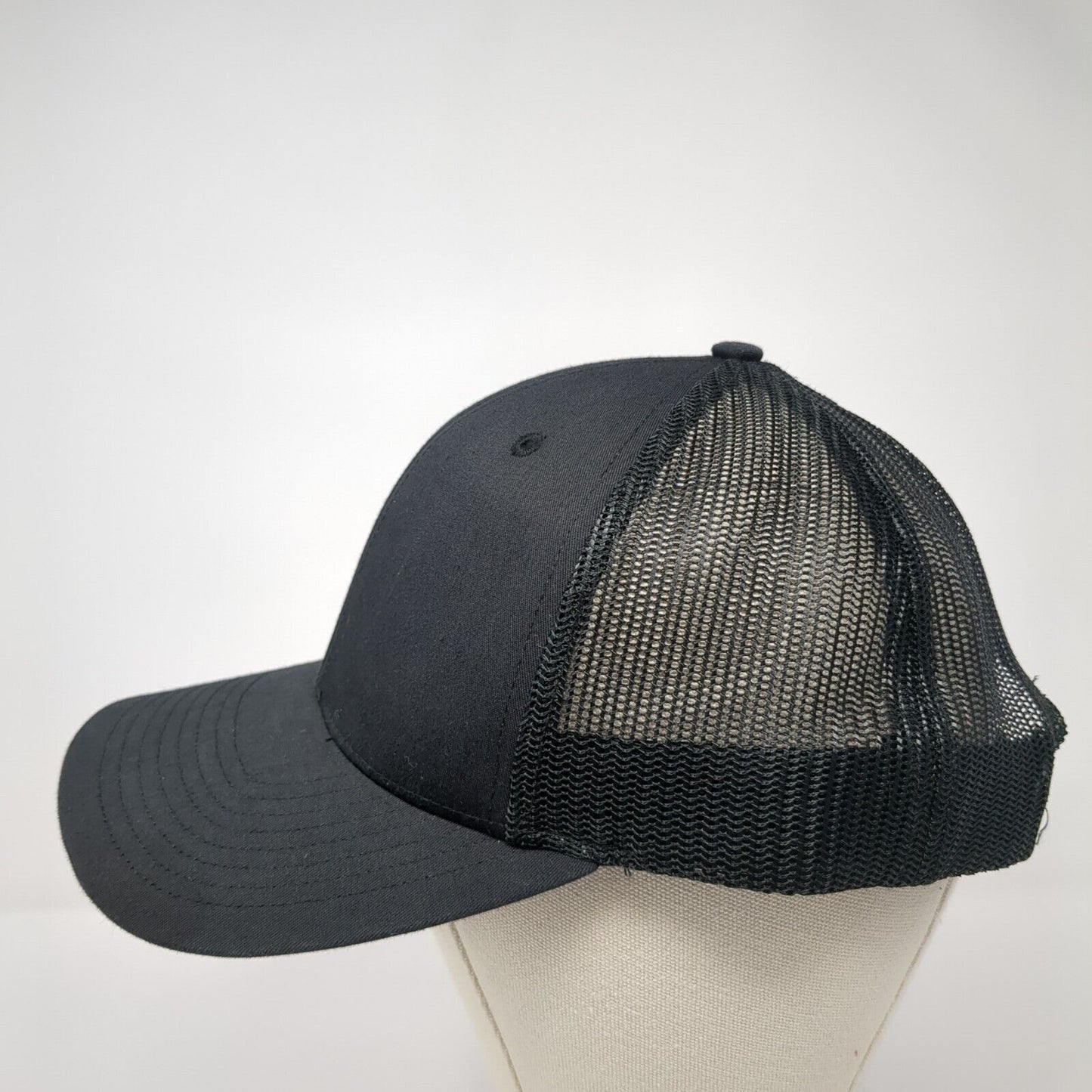 Richardson Snapback Trucker Hat Black OS Adjustable Mesh Back 6 Panel Blank
