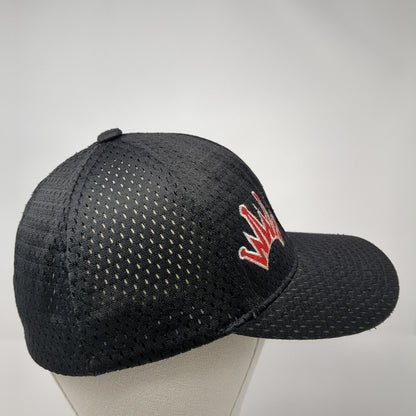 Crown Fitted Hat Black One Size Flexfit Breathable Embroidered 6 Panel Yupoong