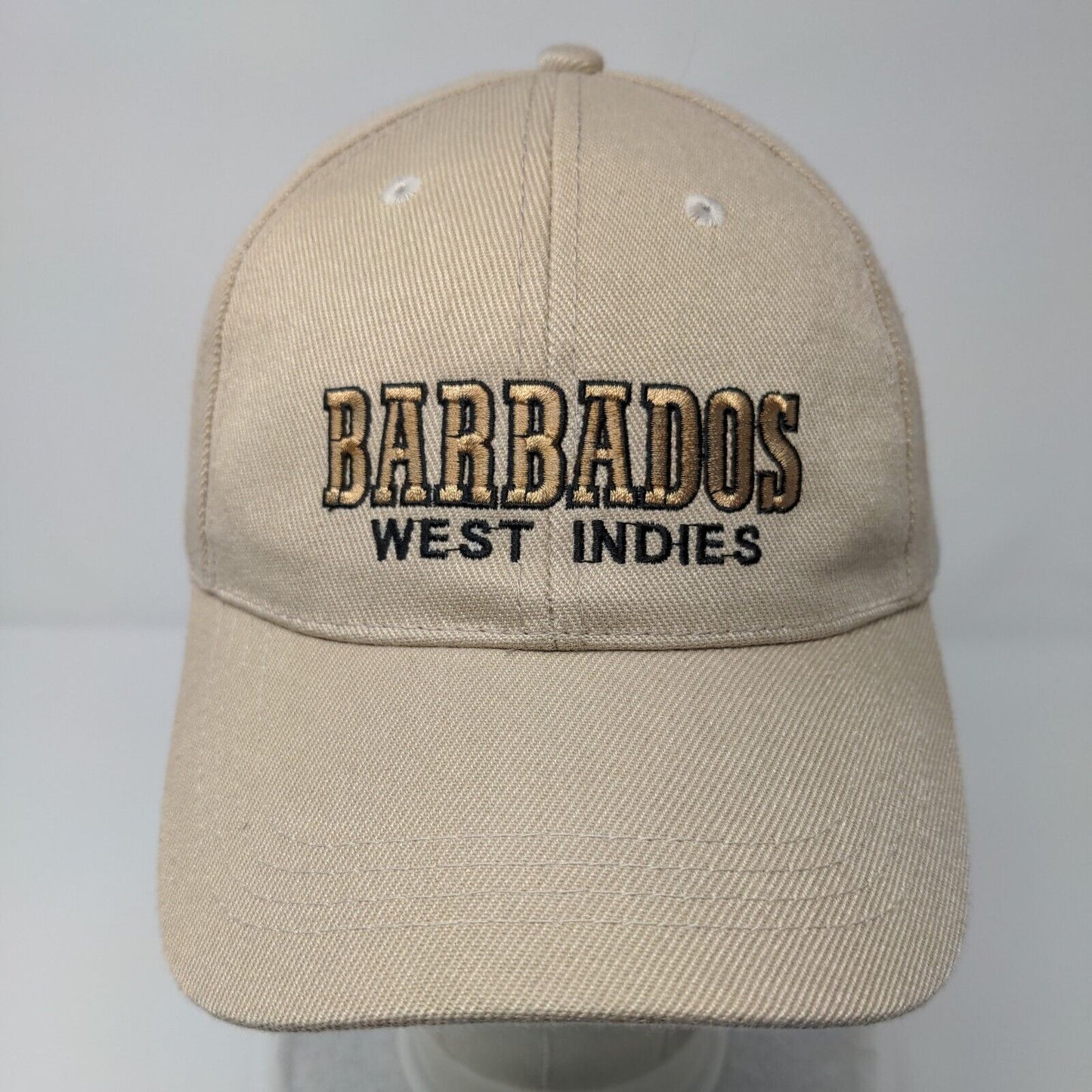 Barbados West Indies Strapback Hat Tan OSFA Adjustable Embroidered