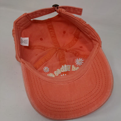 Good Vibes Club Slideback Hat Orange OSFM Adjustable Embroidered Floral Cotton