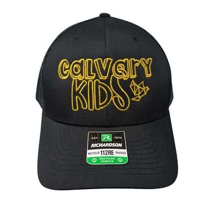 Calvary Kids 112RE Snapback Trucker Hat Black OS Adjustable Mesh Back Richardson
