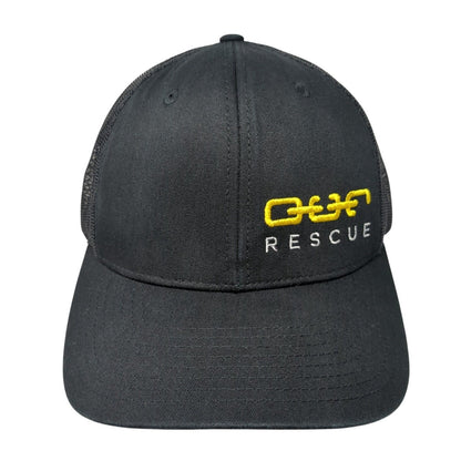 Rescue Snapback Trucker Hat Black One Size Adjustable Mesh Back Richardson