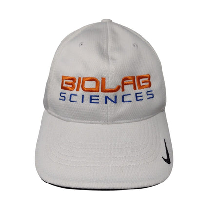Biolab Sciences Fitted Hat White L/XL Swoosh Logo Legacy91 Drifit Nike Polyester