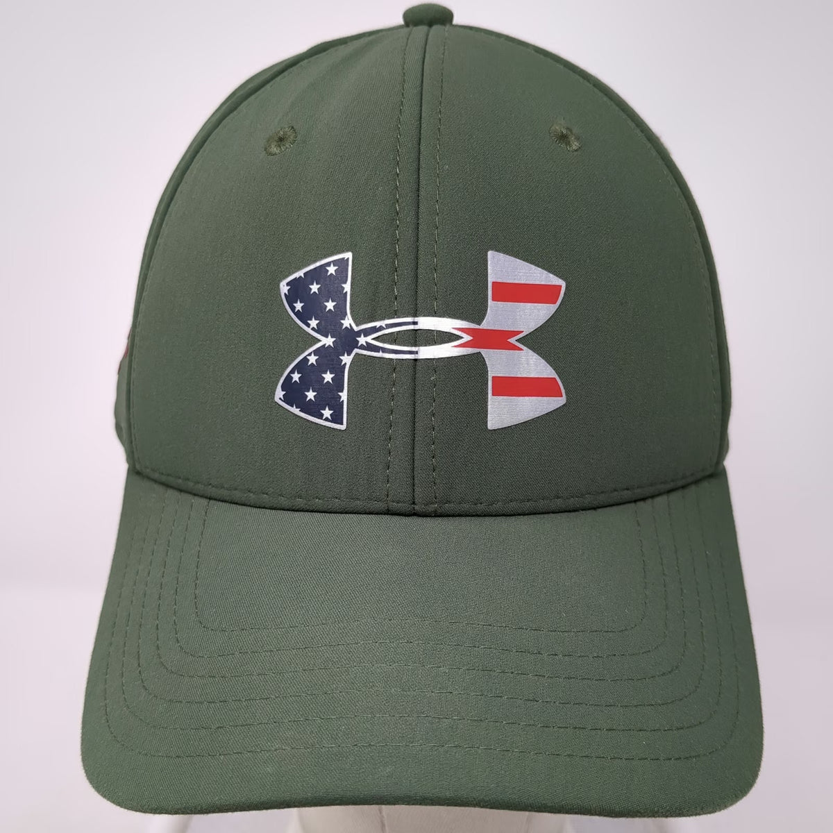 Under Armour Baseball Cap Green L American Flag Patriotic Fitted Performance Hat