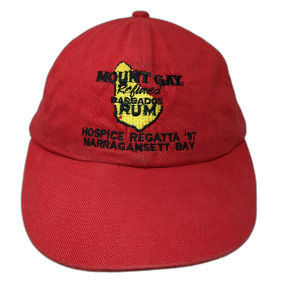 Mount Gay Rum Baseball Cap Red One Size Leather Strapback 1997 Hospice Regatta