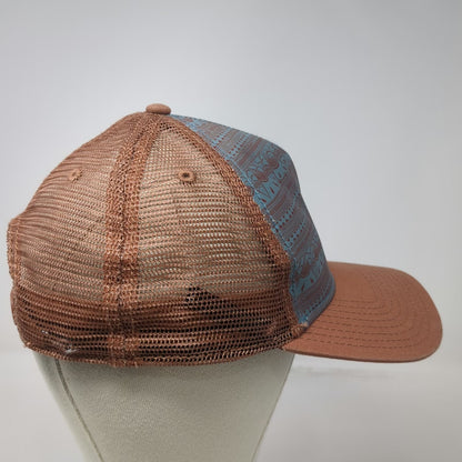 prAna Trucker Hat Brown Blue One Size Geometric Pattern Mesh Back Snapback Cap