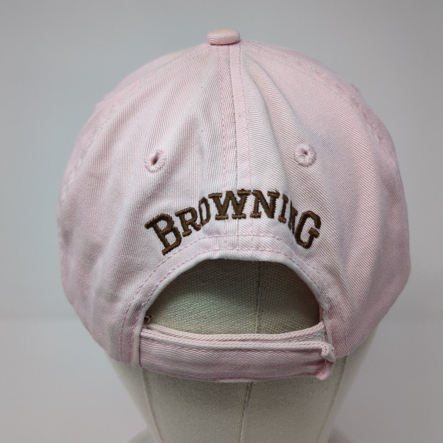 Browning Logo Strapback Hat Pink One Size Adjustable Solid Vent Holes