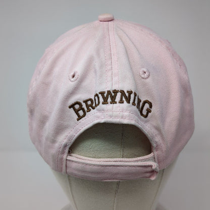 Browning Logo Strapback Hat Pink One Size Adjustable Solid Vent Holes