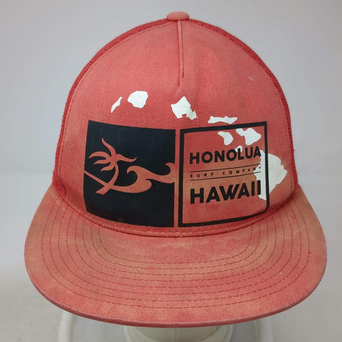 Honolua Surf Co Red Trucker Hat One Size Hawaii Aloha Mesh Snapback Flat Brim