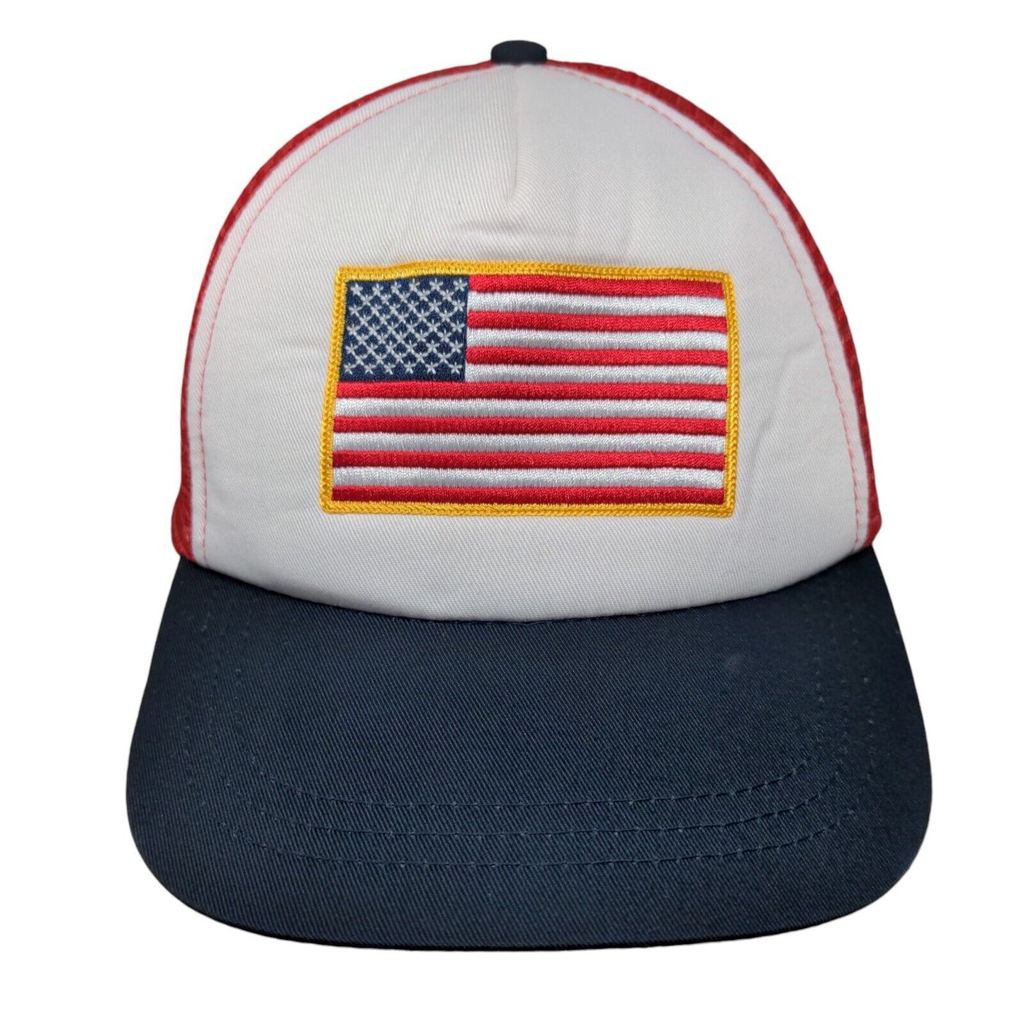 American Flag Snapback Mesh Back Trucker Hat Multi OSFM Colorblock