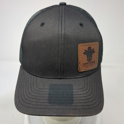 Richardson Trucker Hat Black L Snapback Cowtown Milk & More Leather Patch