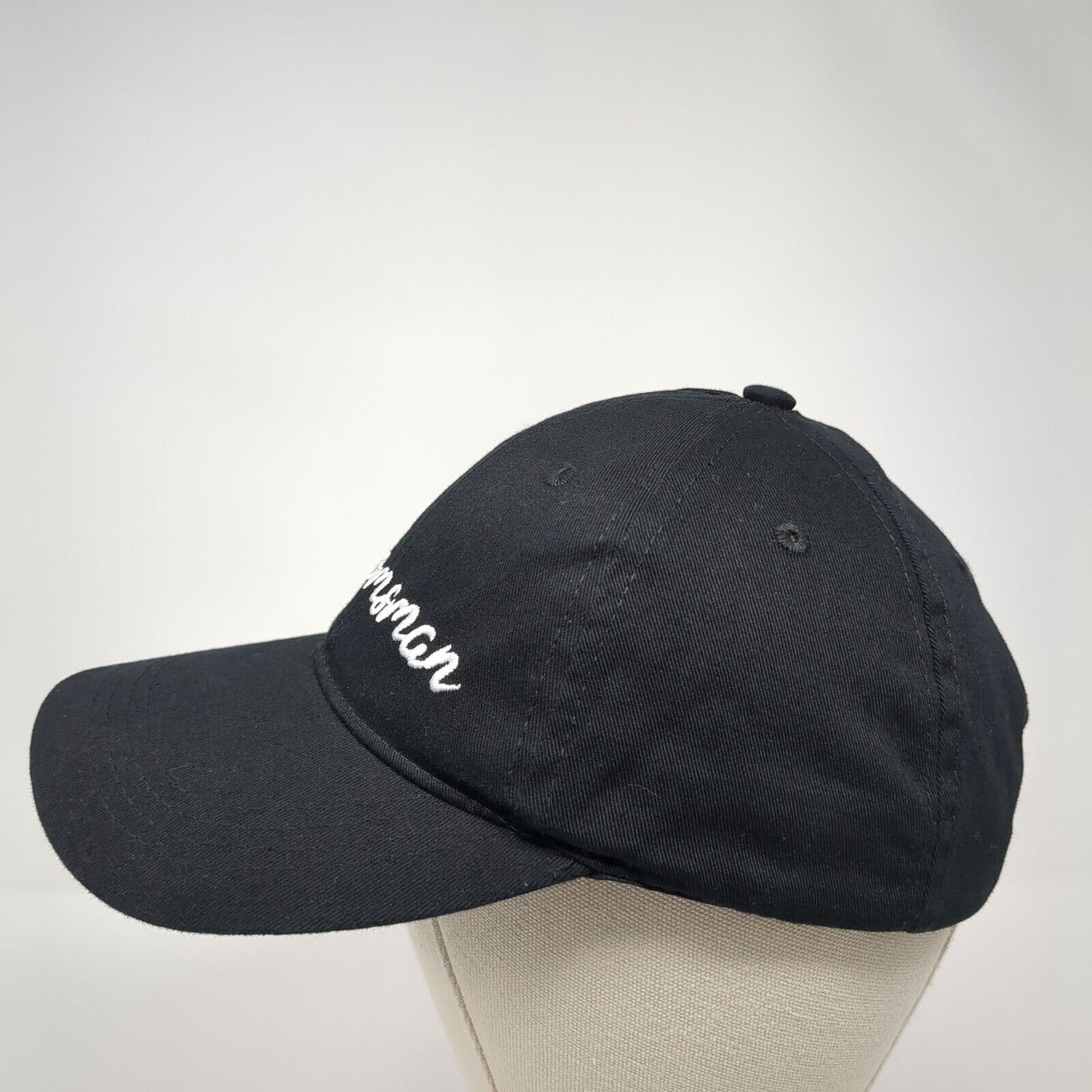 Groomsman Slideback Hat Black One Size Adjustable Embroidered Vented Holes